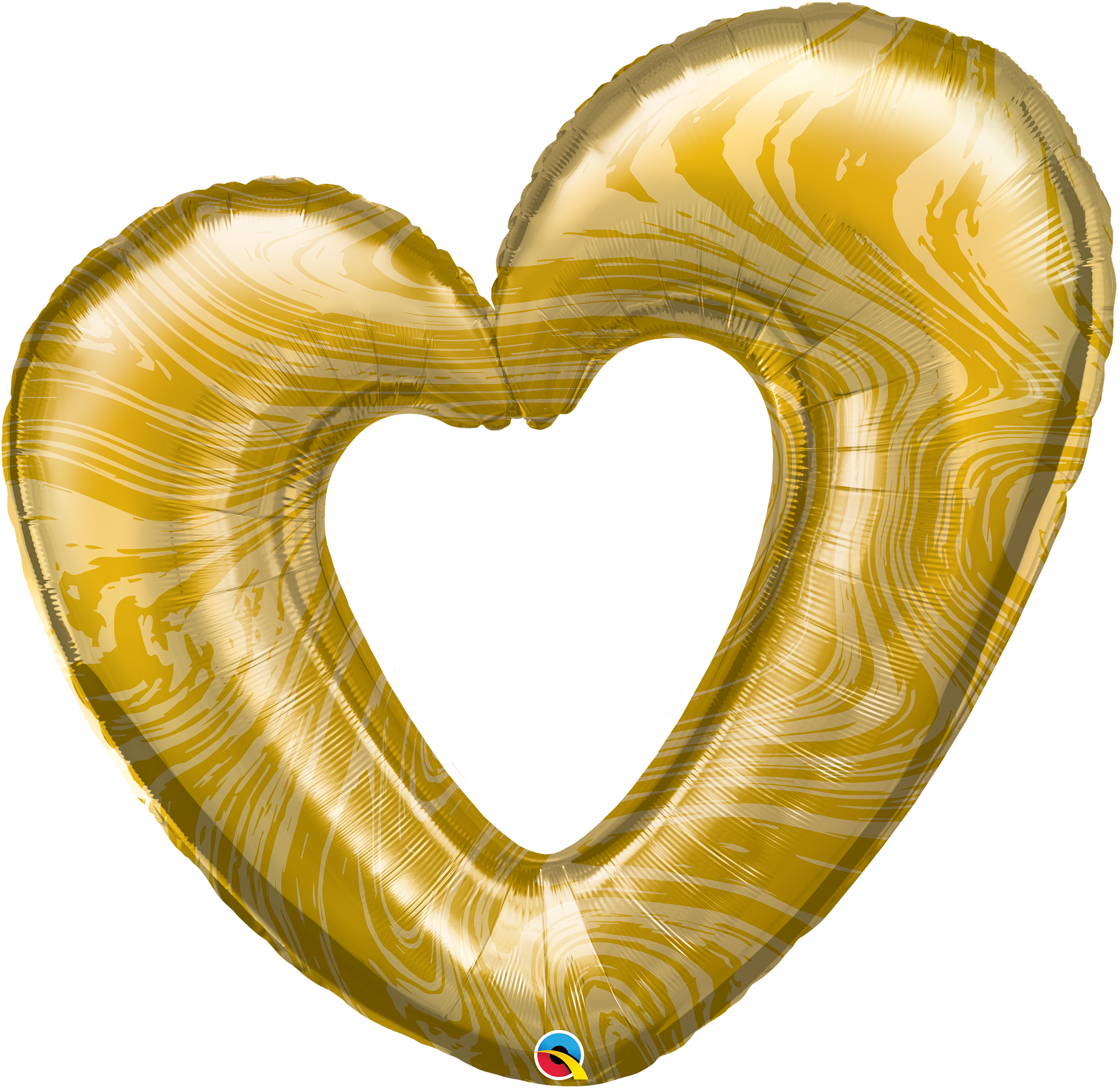 42in Open Marble Heart Gold (Pkgd) Foil Balloon