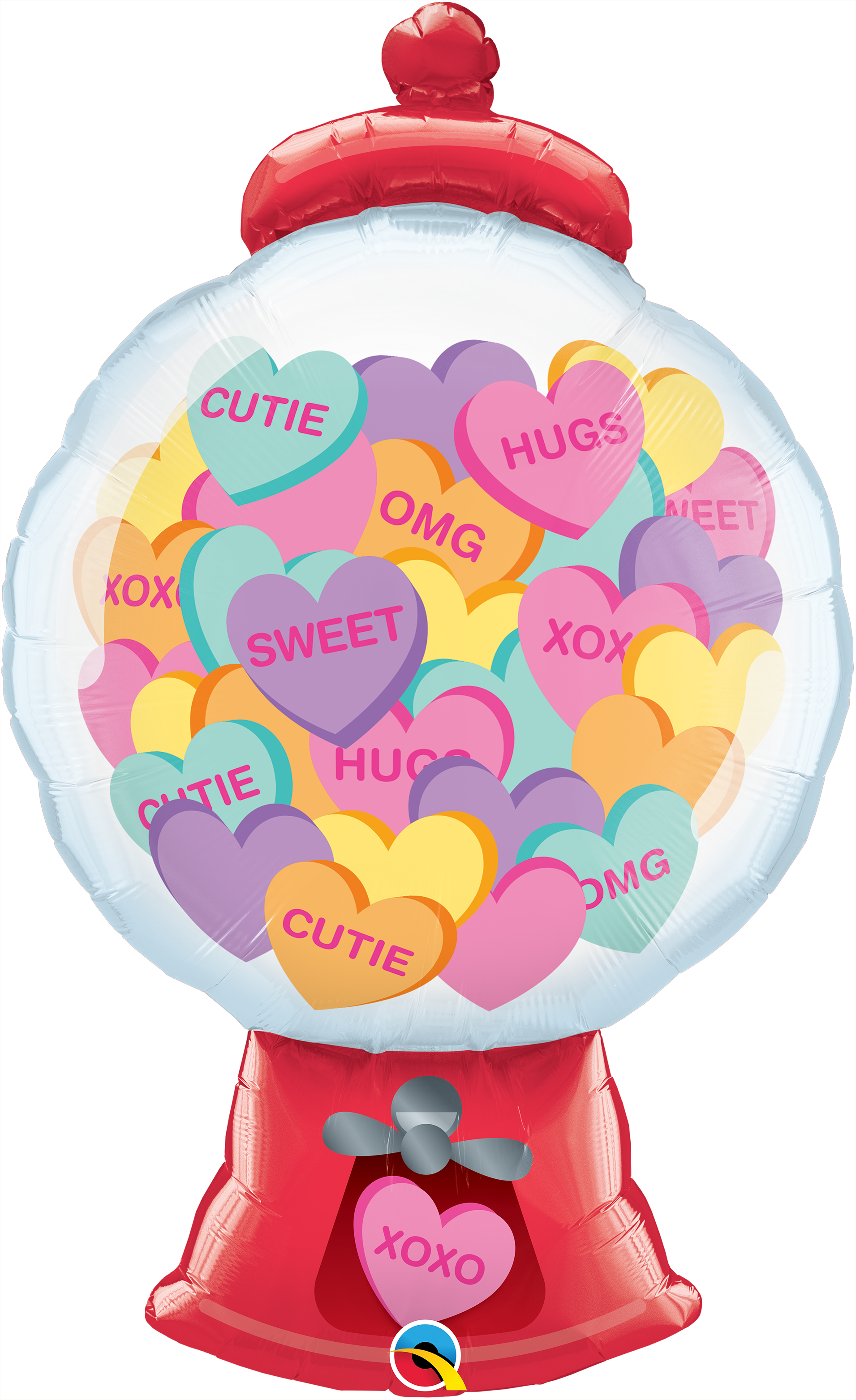 43in Candy Hearts Gumball Machine - Foil Balloon (PKG)