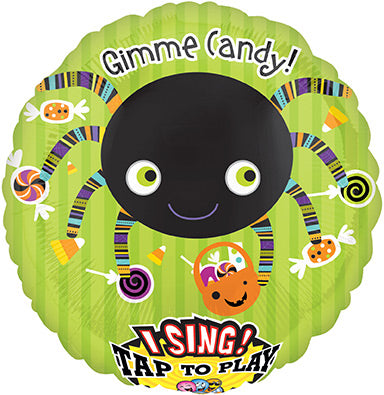 28in Gimme CANDY SPIDER Sing-A-Tune Foil Balloon (PKG)