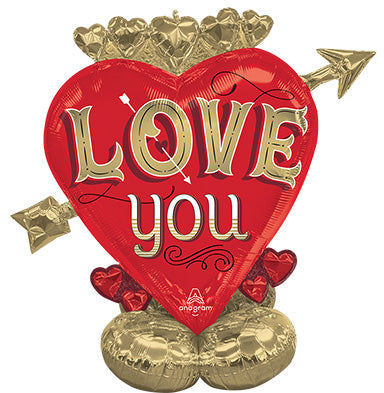 LOVE YOU - Just My Type Heart & Arrow - AirLoonz Foil Multi-Balloon (PKG)