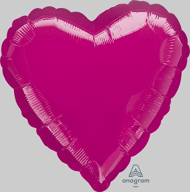 18in FUCHSIA Metallic Heart Shape Foil Balloons - Pack of 20