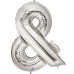 SILVER Ampersand (&) Megaloon 34in PKG Foil Balloon