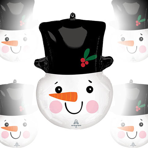 27in Smiley SNOWMAN Head - Pack of 5 - SuperShape Foil Balloon