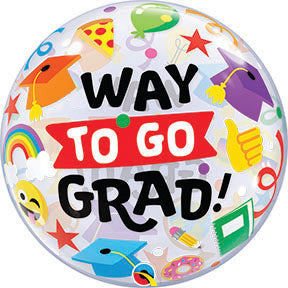 22in Way To Go GRAD Everything BUBBLE Balloon (Pkg)