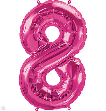 34in Number 8 - MAGENTA - Pkgd Foil Balloon