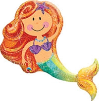 38in Merry MERMAID -Holographic Foil Balloon- Pack of 5