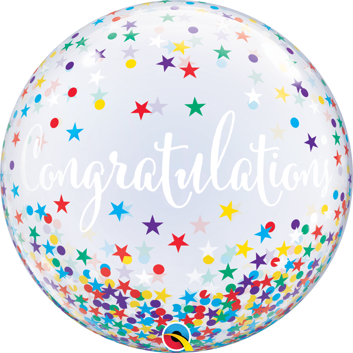 22in Congratulations Confetti Stars  - BUBBLES Balloon (Pkg)