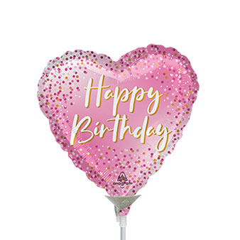 9in Happy BIRTHDAY Sparkle - Pack of 25 - Heart Foil Balloon - Air fill & Heat Seal