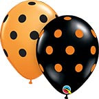 11in Big Polka Dots ORANGE & BLACK (50ct)