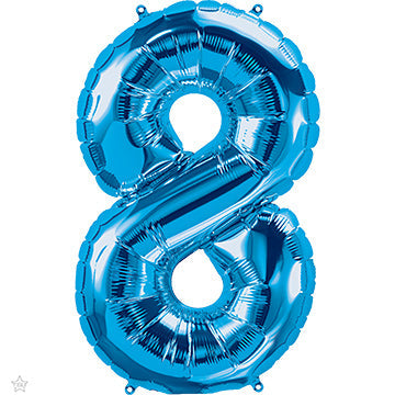 34in Number 8 - BLUE - Pkgd Foil Balloon