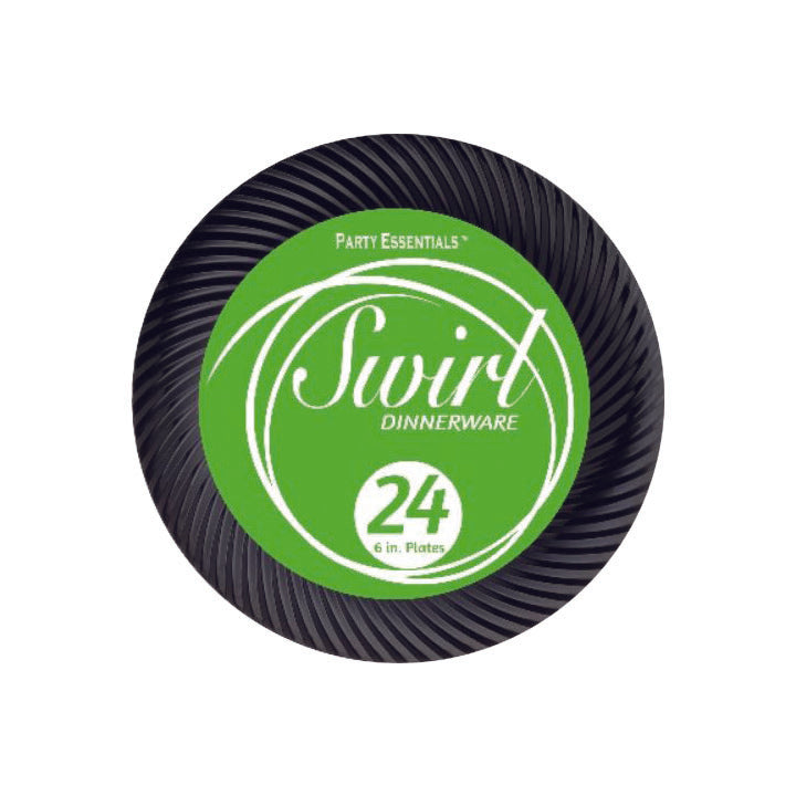 6in Swirl PLATES - BLACK- Pack of 24