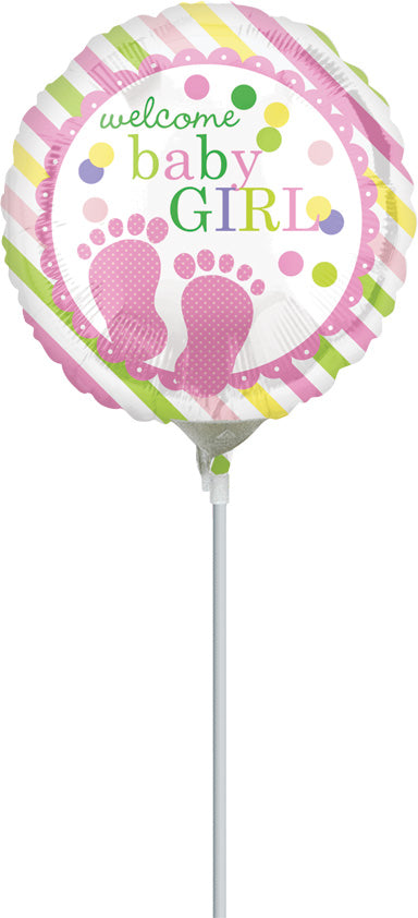 9in Baby Feet GIRL - Pack of 25 - Foil Balloon (Air Fill & Heat Seal)