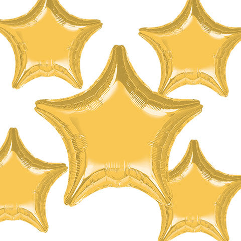 32in GOLD STAR - Foil Balloon - Pack of 5