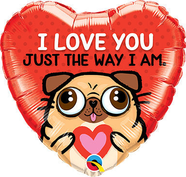 18in ILY - Just The Way I Am - Heart Shaped Foil Balloon (PKG)