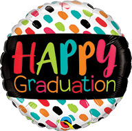 18in Happy GRADUATION Color Dabs - Foil Balloon -Pack of 10