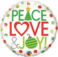 18in Peace, Love, and Joy - Round Foil Balloon (PKG)