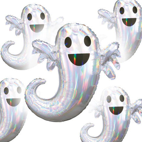 28in GHOST Iridescent Holographic - SuperShape Foil Balloon - Pack of 5