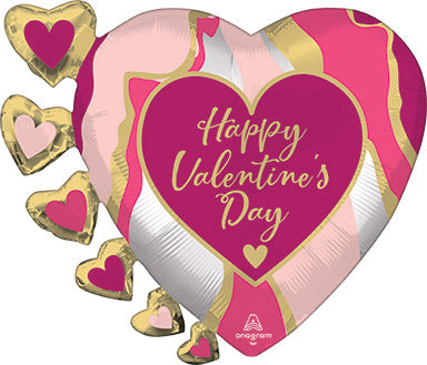 24in HVD Satin Abstract Marble (PKG) SuperShape Foil Balloon