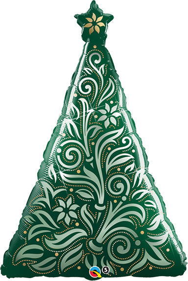 39in Damask Christmas TREE - Pack of 5 - Foil Balloons