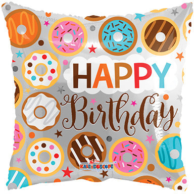 18in Birthday Donuts- Square Shaped Foil Balloon-IRP