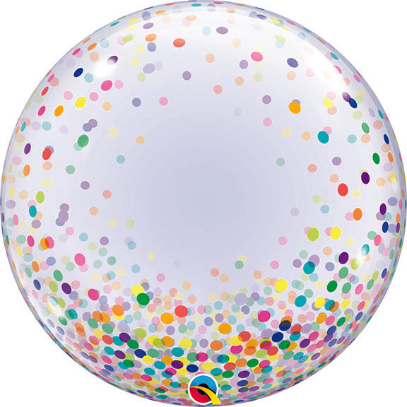 24in DECO BUBBLE Colorful Confetti Dots - Vinyl Balloon (PKG)