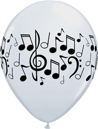 11in Musical Notes WHITE with BLACK print (50ct)