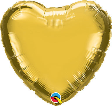 18in GOLD Heart - Pack of 10 - Qualatex Foil