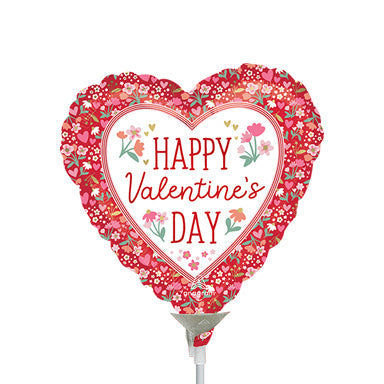 9in HVD Boho Valentine's Day - Pack of 25 - Heart Shaped Foil Balloon - Air fill & Heat Seal