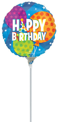 9in Happy BIRTHDAY Balloons - Pack of 25 - Round Foil Balloon - Air fill & Heat Seal