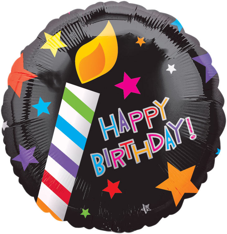 VLP 18in Happy Birthday Candle - Pack of 25 -Round Foil Balloon