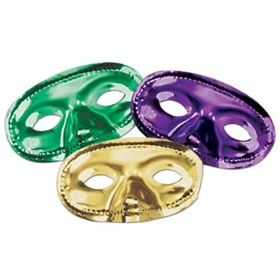 Metallic ½ Mask MARDI GRAS - Asst'd Purple, Green, & Gold