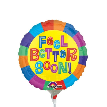 9in Feel Better Soon! - Round Foil Balloon -Air Fill & Heat Seal Only - Pack of 10