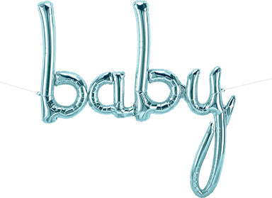 46in BABY Script - PASTEL BLUE - Pkgd Foil Balloon - Air Fill ONLY