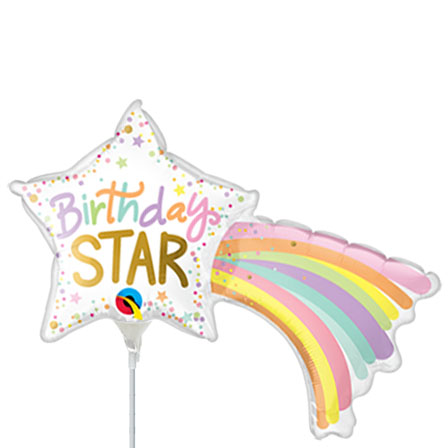 14in BIRTHDAY WHITE Shooting Star - Foil Balloon - Pack of 10 - Air Fill & Heat Seal Only