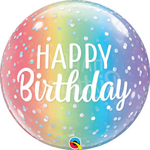 22in BIRTHDAY Ombre & Dots BUBBLE Balloon (PKG)