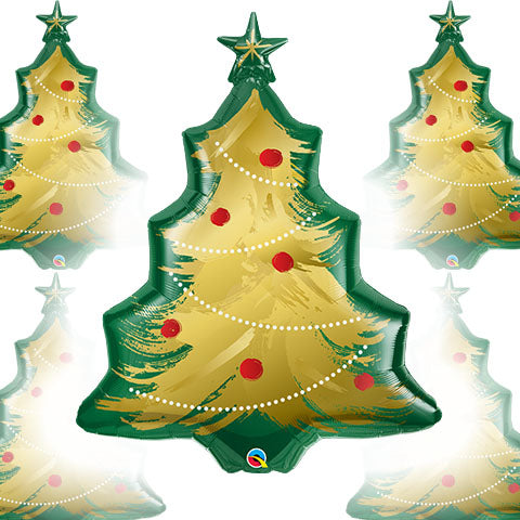 40in Christmas TREE Brushed Gold - Pack of 5 - Foil Balloons