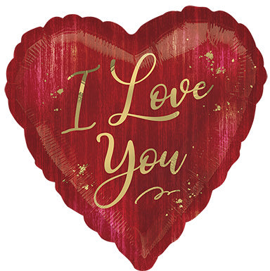 28in I Love You Rouge- Heart Shaped Foil Balloon (PKG)