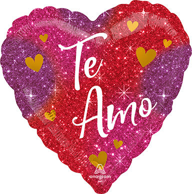 TE AMO Ombre Sparkles - Standard HX - Heart Shaped Foil Balloon (PKG)