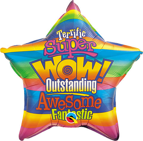 20in WOW! Stripes - Star Shaped Foil Balloon - Pack of 10