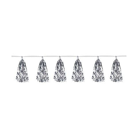 SILVER  Metallic Tassel Garland 9¾in x 8 feet