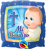 9in Mi Bautizo Prayer BOY - Pack of 25 - Foil Balloon - Air Fill & Heat Seal Only