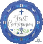 Communion Day BOY - Standard HX - Round Foil Balloon (PKG)