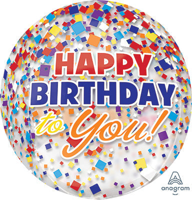 Happy BIRTHDAY CLEAR Confetti ORBZ (PKG) Foil Balloon