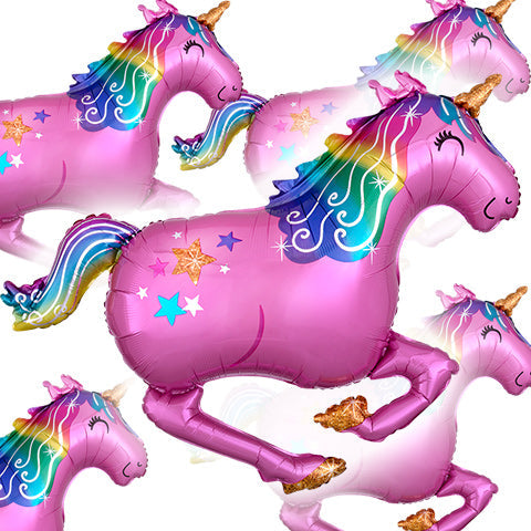 39in Pink UNICORN - SuperShape Foil Balloon - Pack of 5