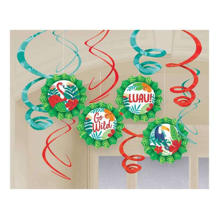 Luau Fan & Swirl Decorations 12 Pack