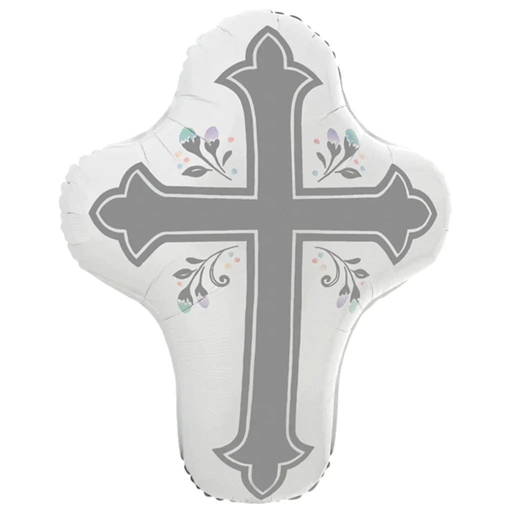 Anagram 28" Gray Cross SuperShape Foil Balloon 1ct