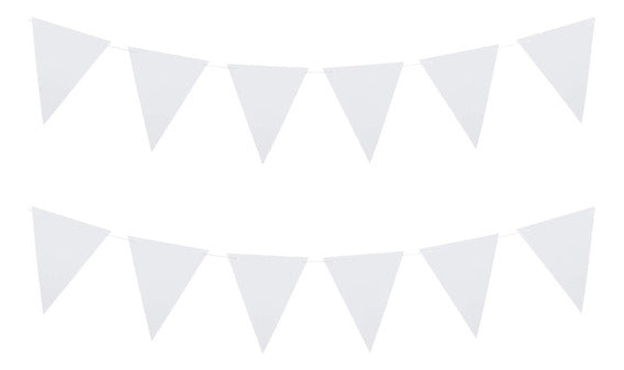 White Pennant Banner 24pc