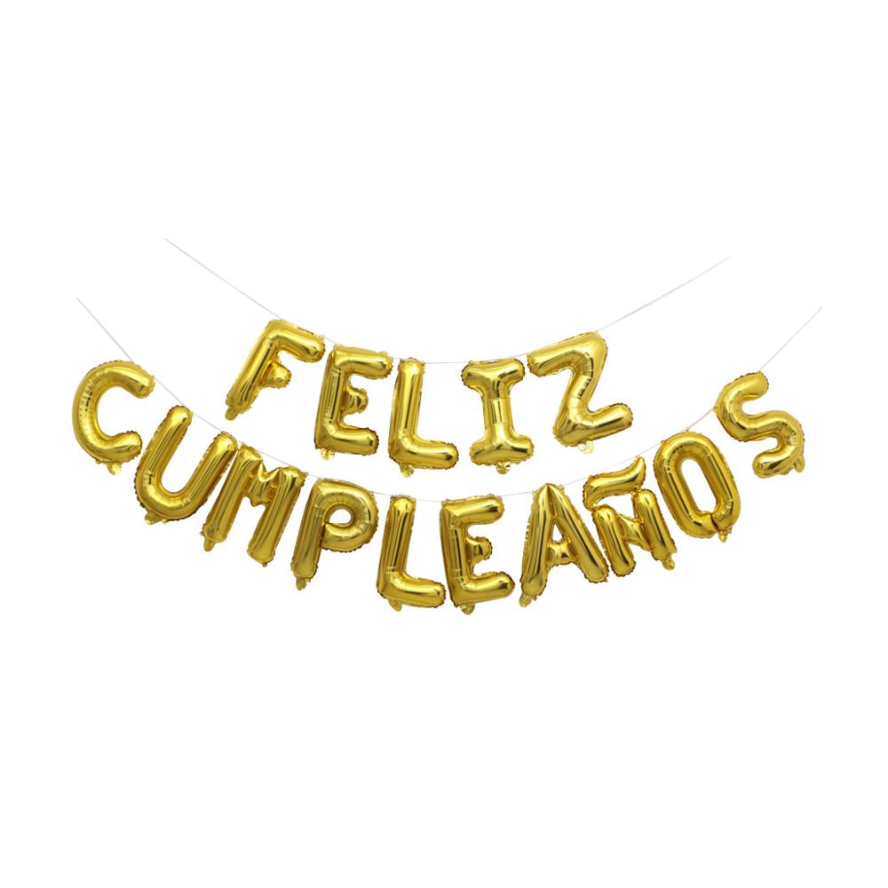 Feliz Cumpleanos 16" Gold Foil Balloon Banner