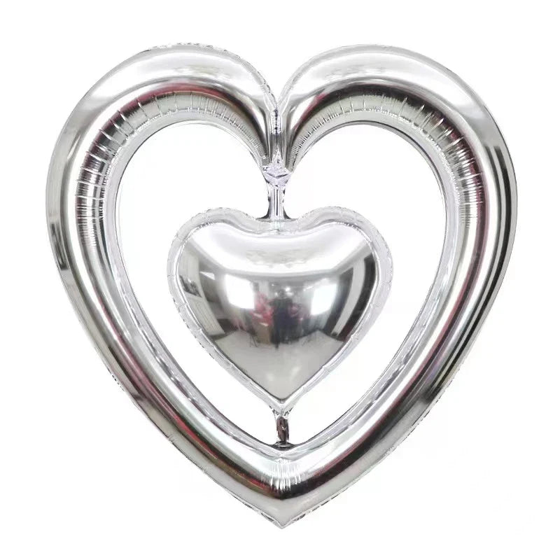 Winner Party 44" Silver Heart-To-Heart Balloon