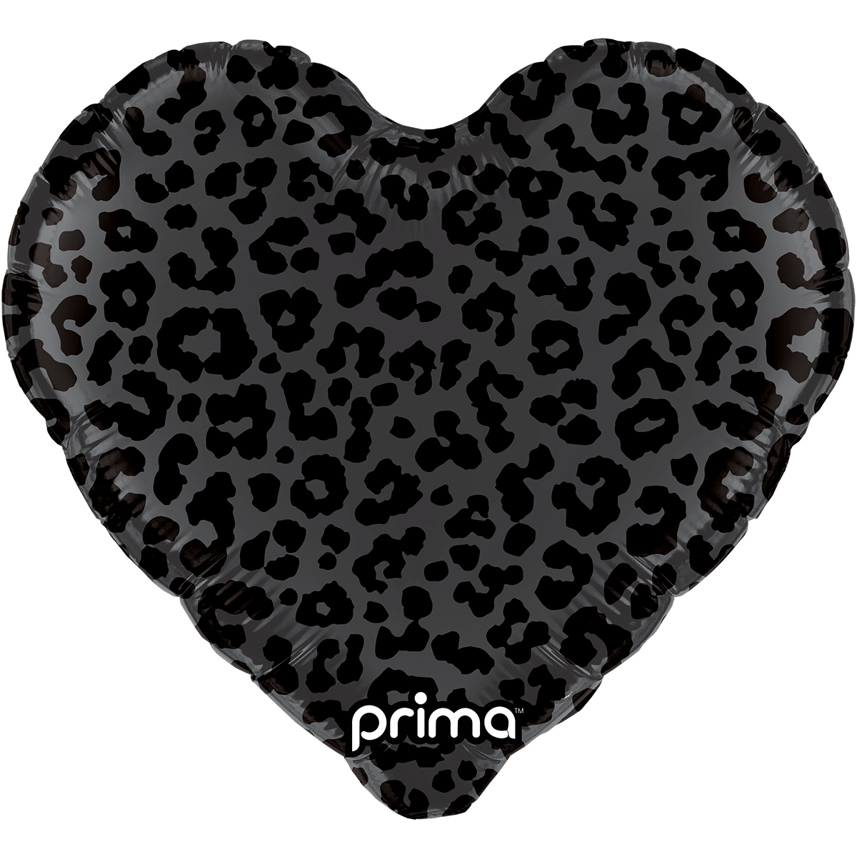 18" Heart Black Shiny & Matte Leopard Print